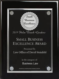 Law Office of David Steinfeld received the Best Business of Palm Beach Gardens Award in Business Law